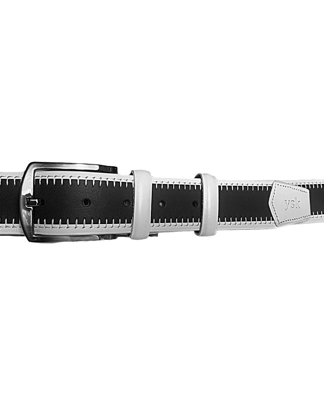 black white handmade belt