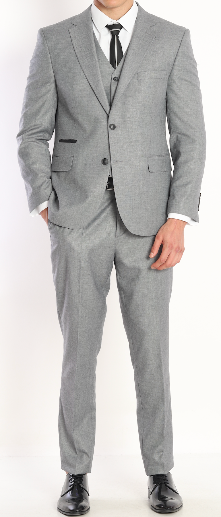 Grey three piece suits for men