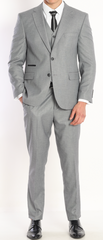 Grey three piece suits for men