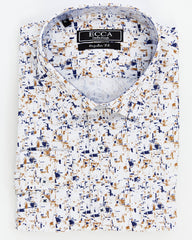 ICONIC LIBERTY Geo I – Men's Blue , Brown Geometric Print Cotton Shirt