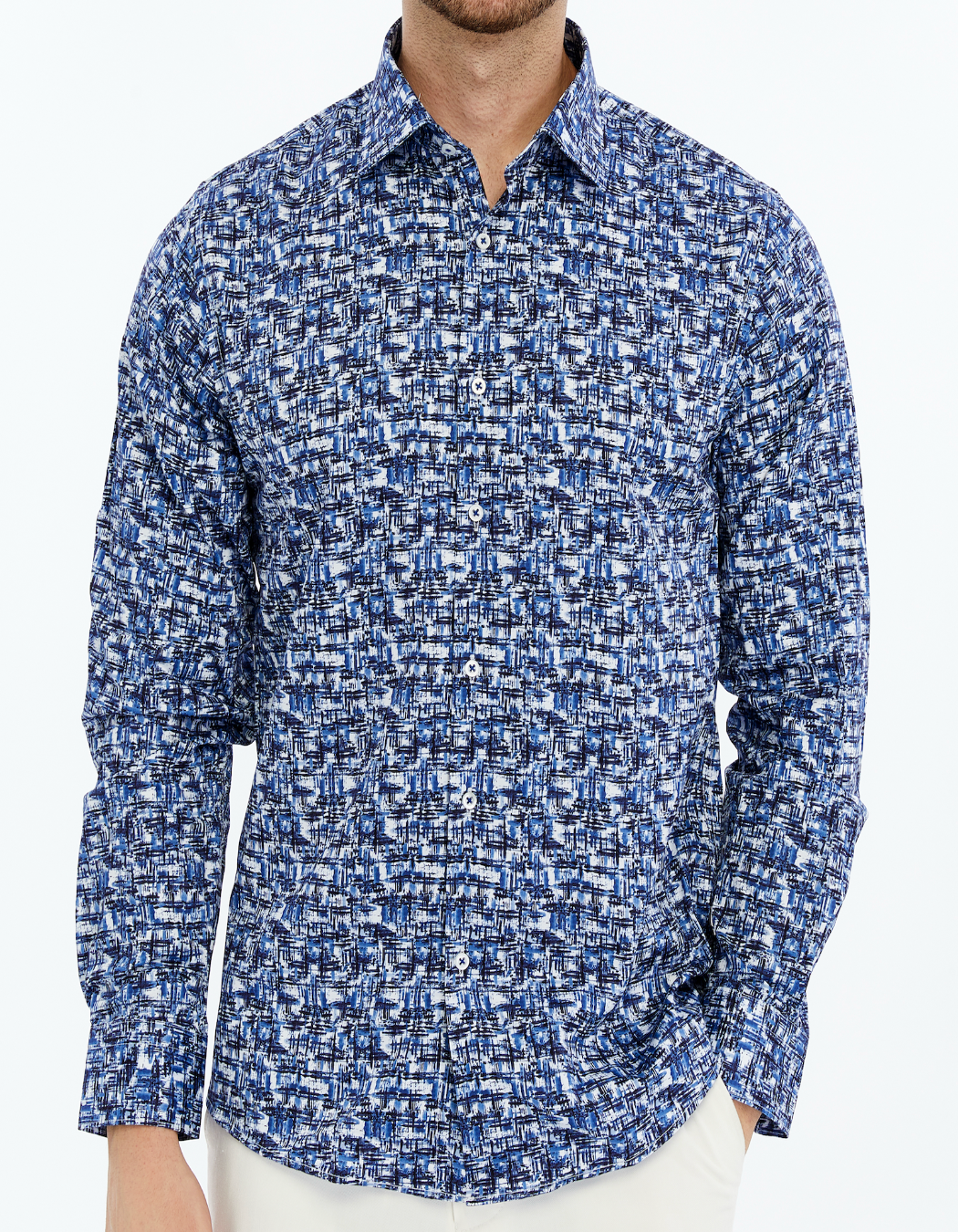 Men's blue printed shirt 
