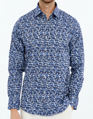 Men's blue printed shirt 