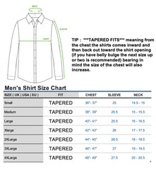 Men's  Red Stripe Shirt Size Chart by Ecca London Design 