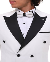 White double breasted suit with black lapel  tuxedo for men