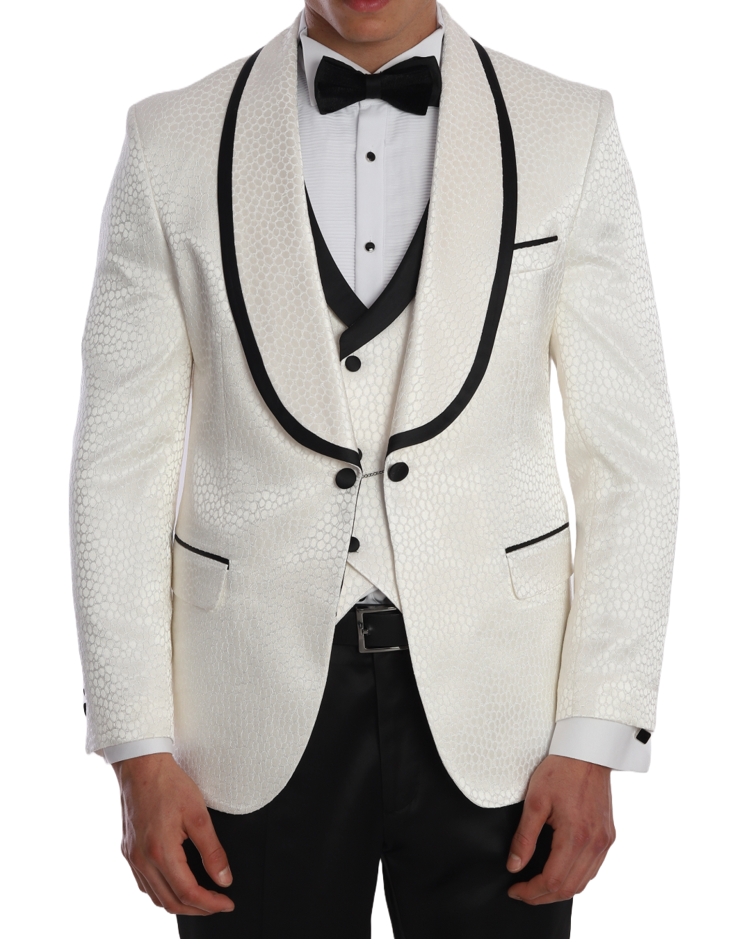 Men's White Jacquard tuxedo suits