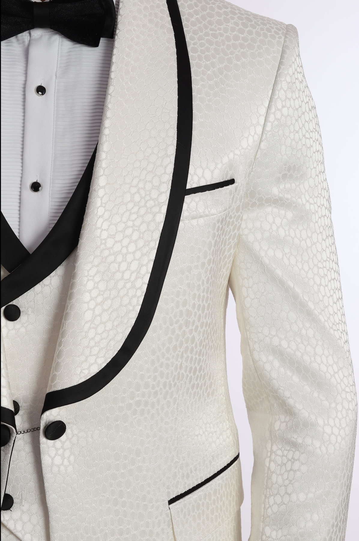 White Jacquard tuxedo suits