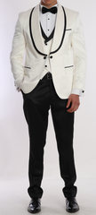 White Jacquard tuxedo suits for men 