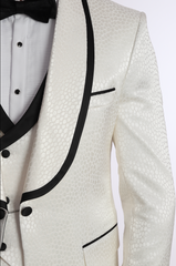 White Jacquard tuxedo suits