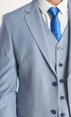baby blue three piece suits by designer