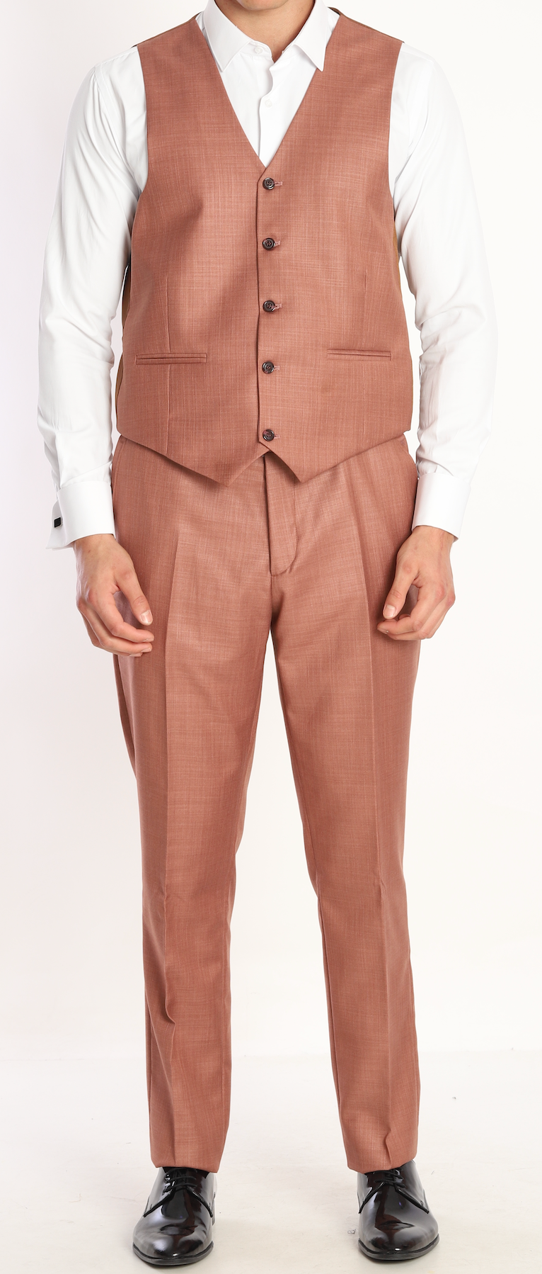 caramel three piece suits by designer