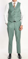 green three piece suits by designer