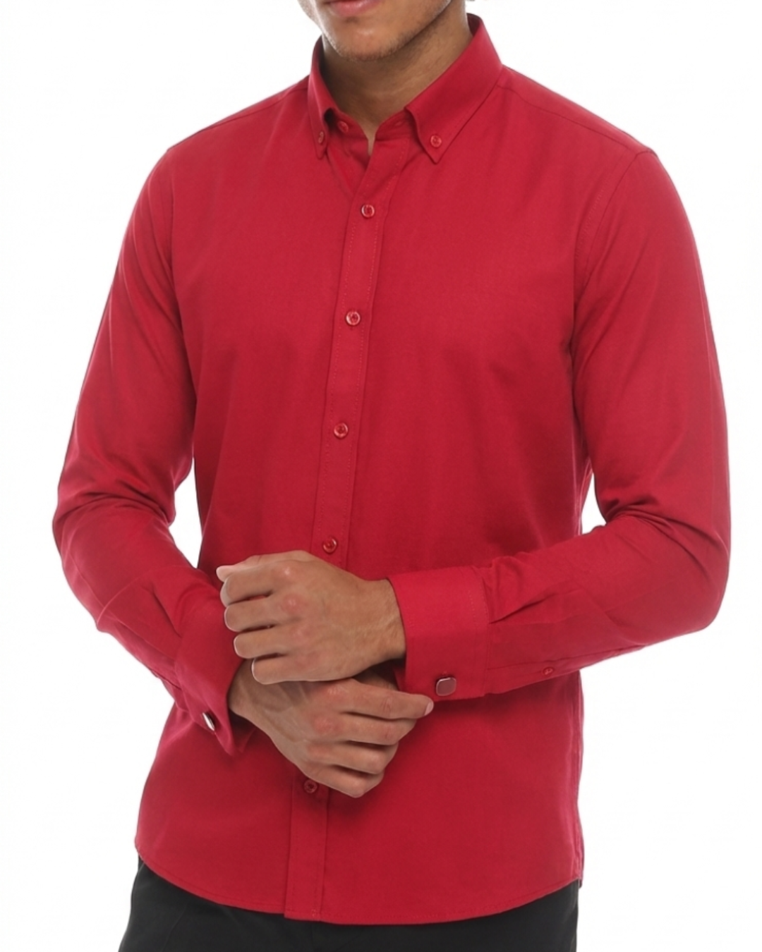 red shirt with double cuffs, Crafted in 100% cotton fabric shirt for men