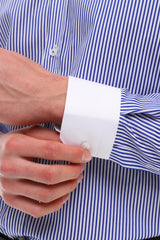  Blue Stripe with White Collar Shirt for Men