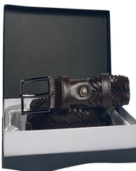 Brown Genuine Leather Handmade Woven Belt