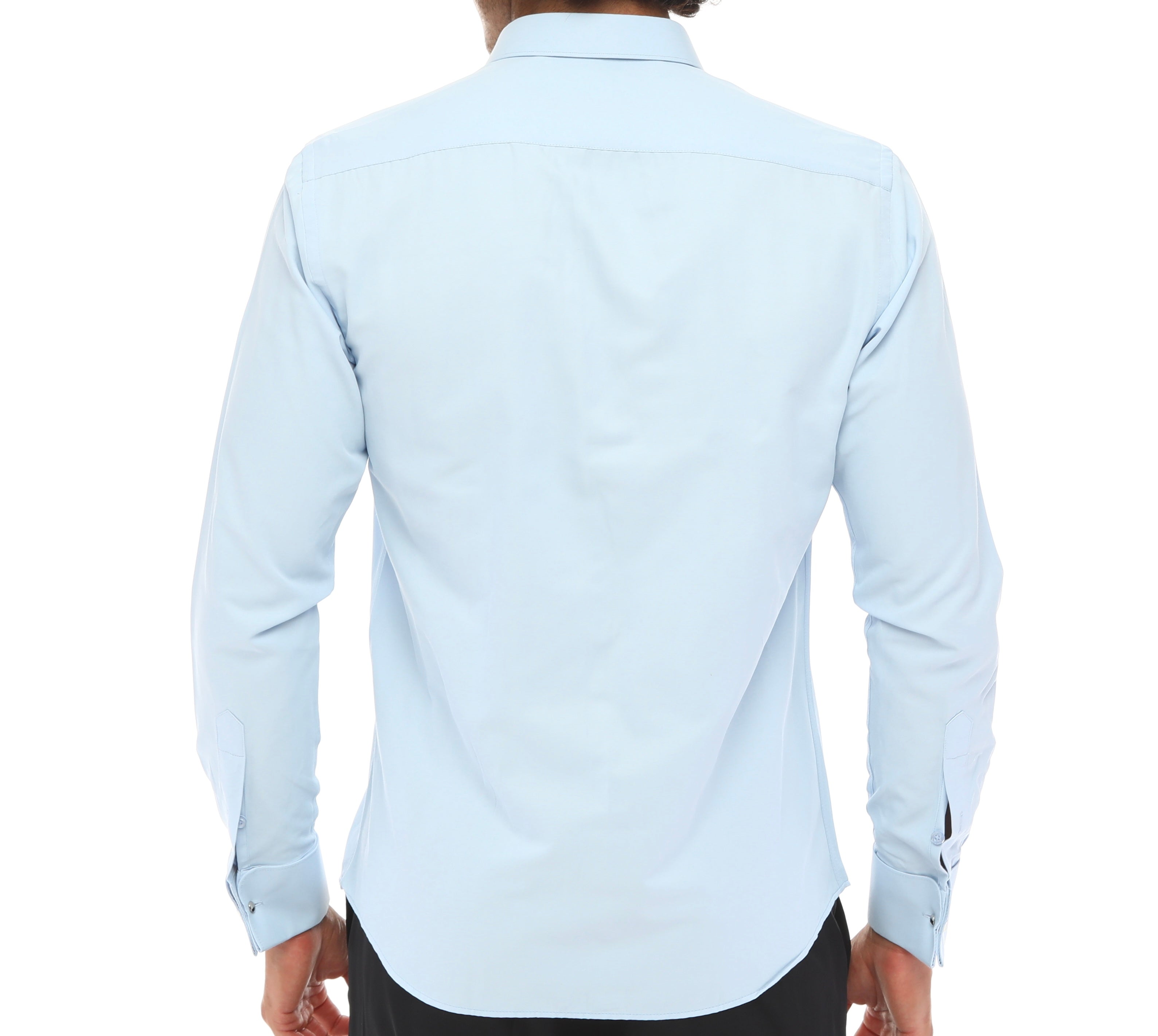 Men's BLUE DOUBLER - Blue Double Cuff Shirt With Studs