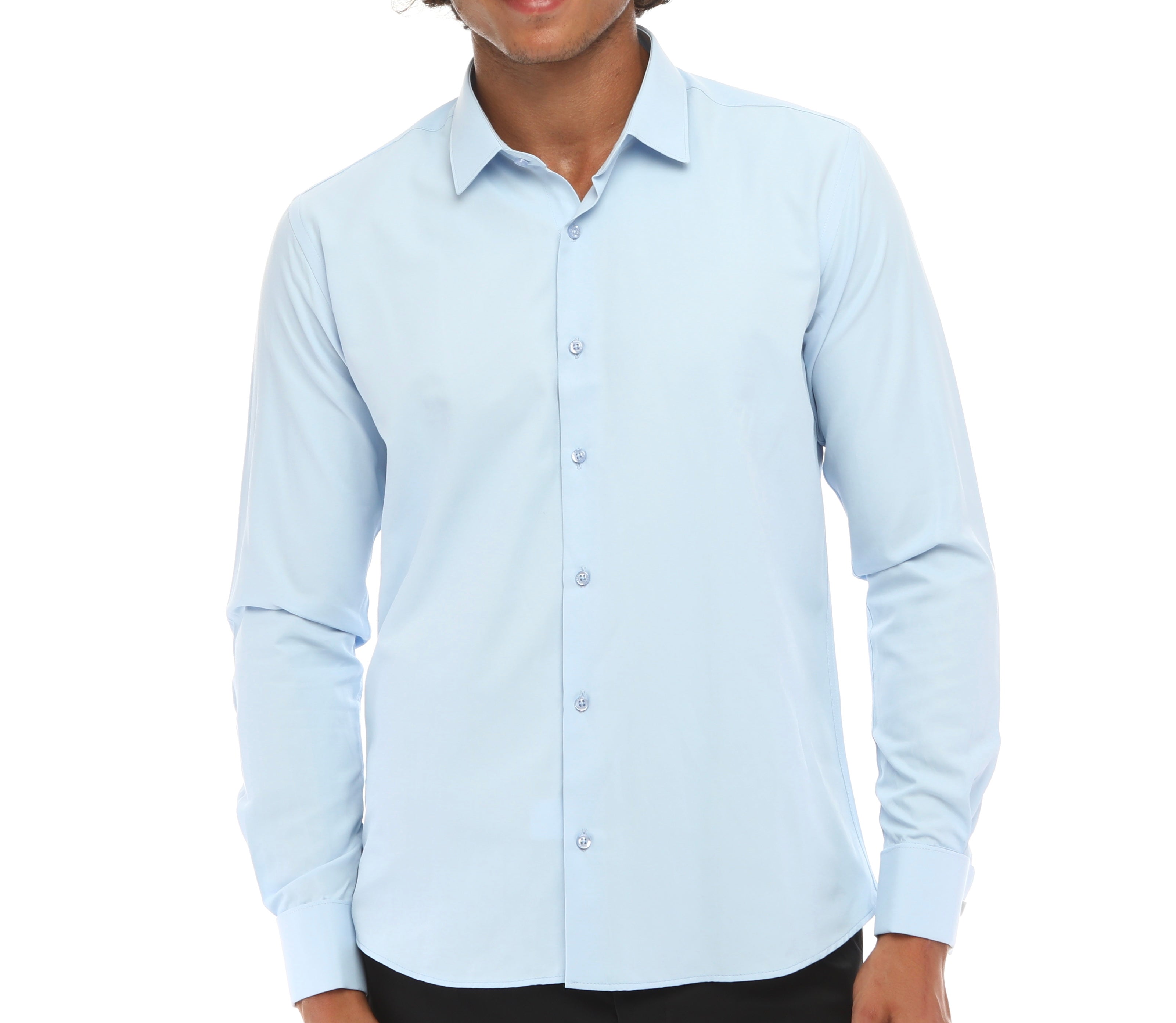 Men's Blue Double Cuff Shirt With Studs