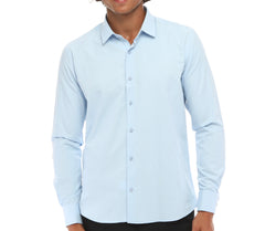 Men's Blue Double Cuff Shirt With Studs