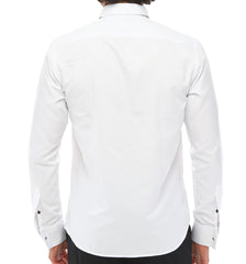 Men's Tuxedo STRIPE I - White & Black Tuxedo Shirt With Studs