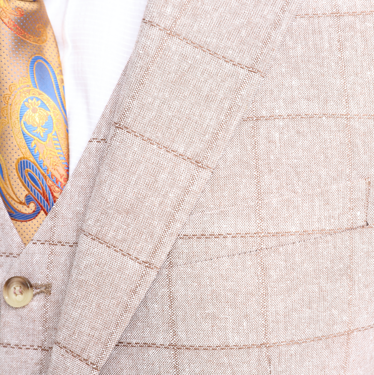 PEACHY LINEN - Light Orange Three Piece Suit