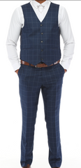 BLUE JACK - Blue & Light Blue Plaid Three Piece Suit