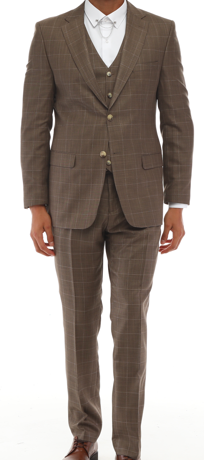 brown Check suit for men by designer