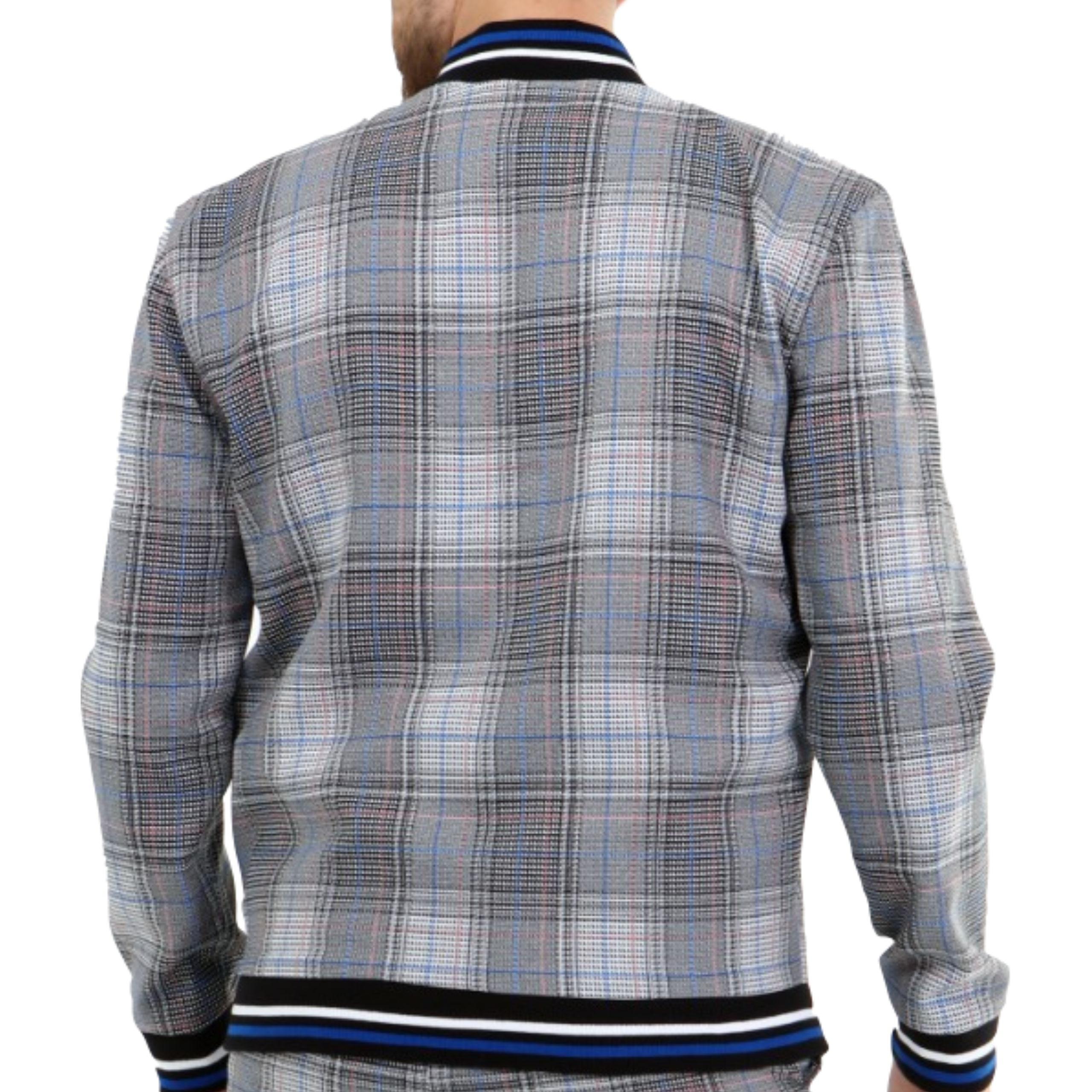 mens Grey and White Check bomber jacket