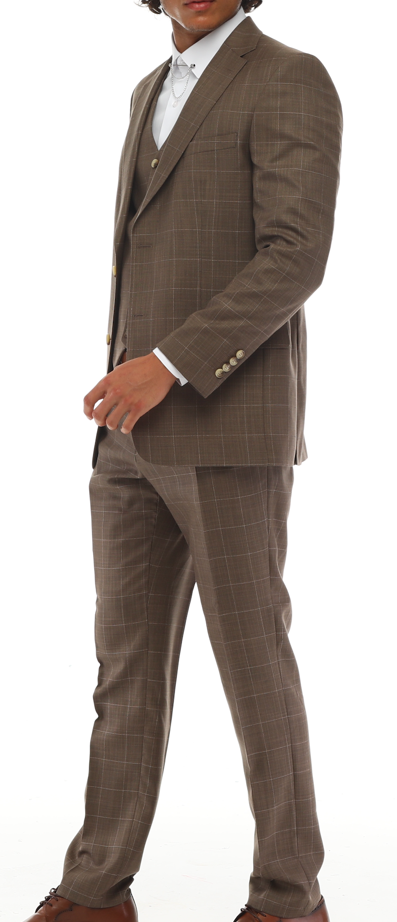 men's brown Check suit