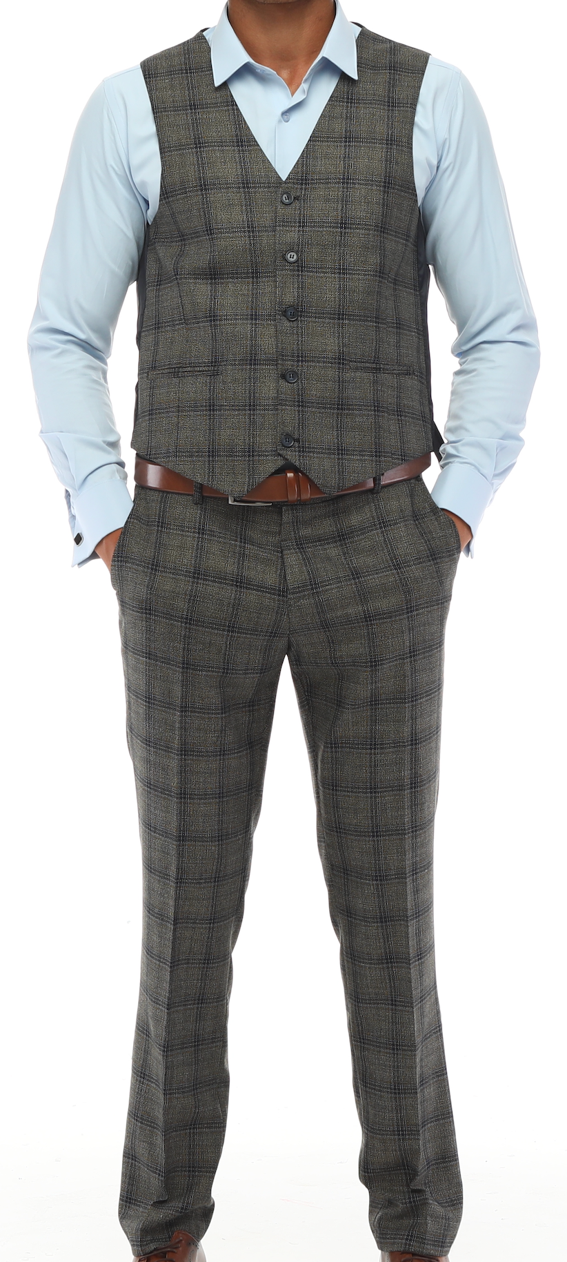 men's green Check suit 