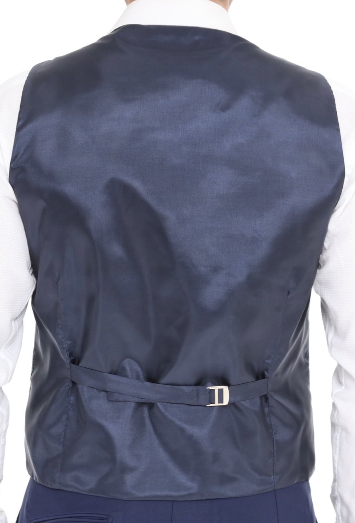 navy wool check waistcoat for men by designer UK